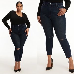 Good American Good Waist Crop Distressed Jeans